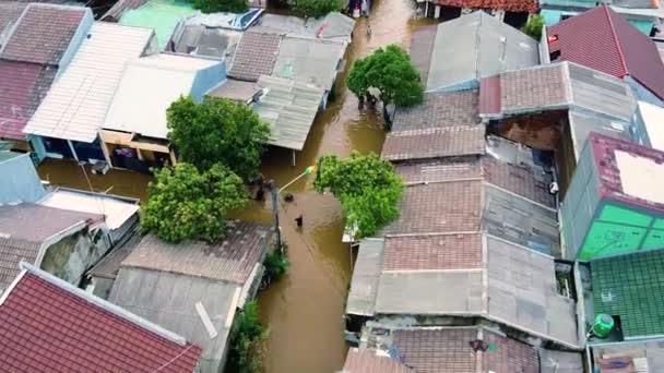 Bekasi West Java Indonesia April 2020 Letecký Pohled Záplavy Devastace — Stock video
