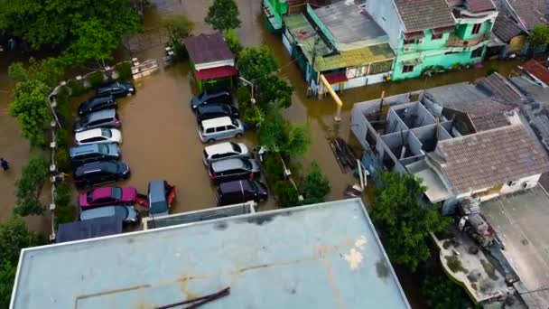 Bekasi West Java Indonesia 2020年4月9日 Aerial Pov View Depiction Flooding — 图库视频影像