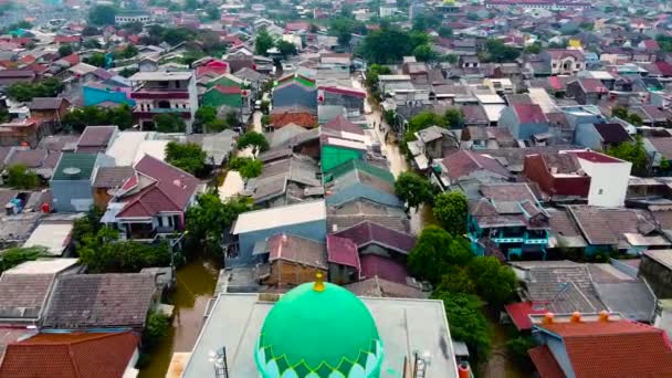 Pandangan Pov Udara Penghapusan Banjir Kerusakan Yang Terjadi Setelah Bencana — Stok Video