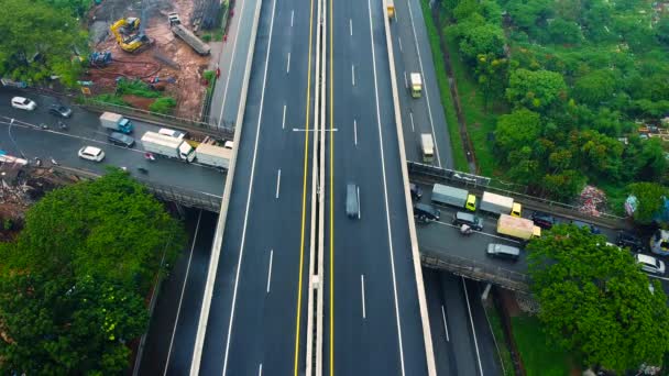 Bekasi Westjava Indonesia Mei 2020 Luchtdrone Uitzicht Snelweg Multilevel Kruising — Stockvideo