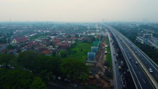 Bekasi Westjava Indonesien Maj 2020 Flygdrönare Syn Motorvägen Flernivåkorsning Väg — Stockvideo