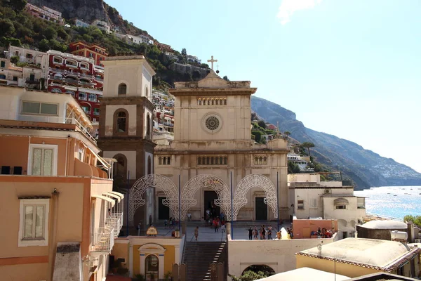 Positano Kilisesi Amalfi Sahili — Stok fotoğraf