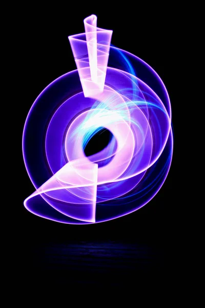 Curved Abstract Shapes Made Violet Light Saber Background Lightpainting Session — Stock Photo, Image