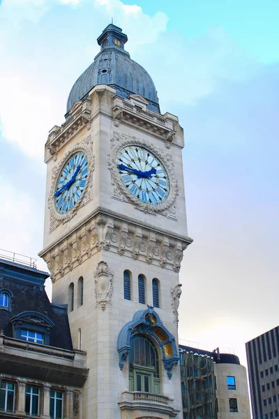 París Francia Enero 2020 Primer Plano Del Reloj Estación Lyon — Foto de Stock
