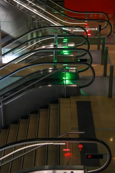 Mechanical Staircase Green Red Lights Know Meaning — Stock Photo, Image