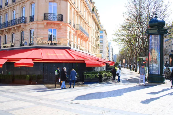 Paris França Março 2020 Restaurante Fouquet Avenida Dos Campos Elísios — Fotografia de Stock