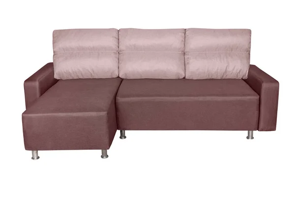 Vooraanzicht Van Bruine Sofa Meubels Geïsoleerd Witte Achtergrond — Stockfoto