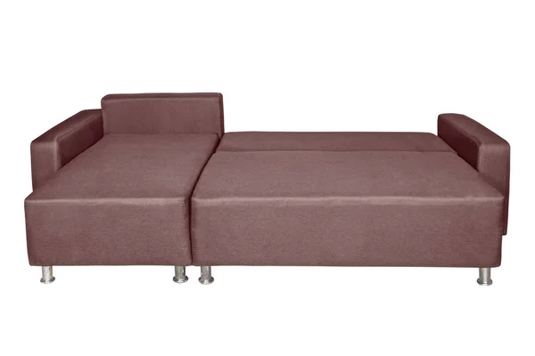 褐色沙发家具的前视图 白色背景隔离 — 图库照片