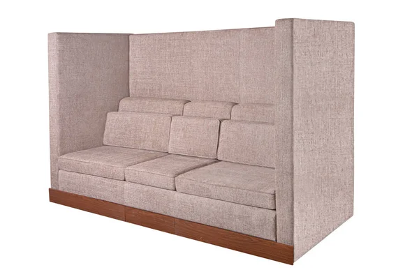 Brown Duże Meble Biurowe Sofa Izolowane Białym Tle Stopni Poduszkami — Zdjęcie stockowe