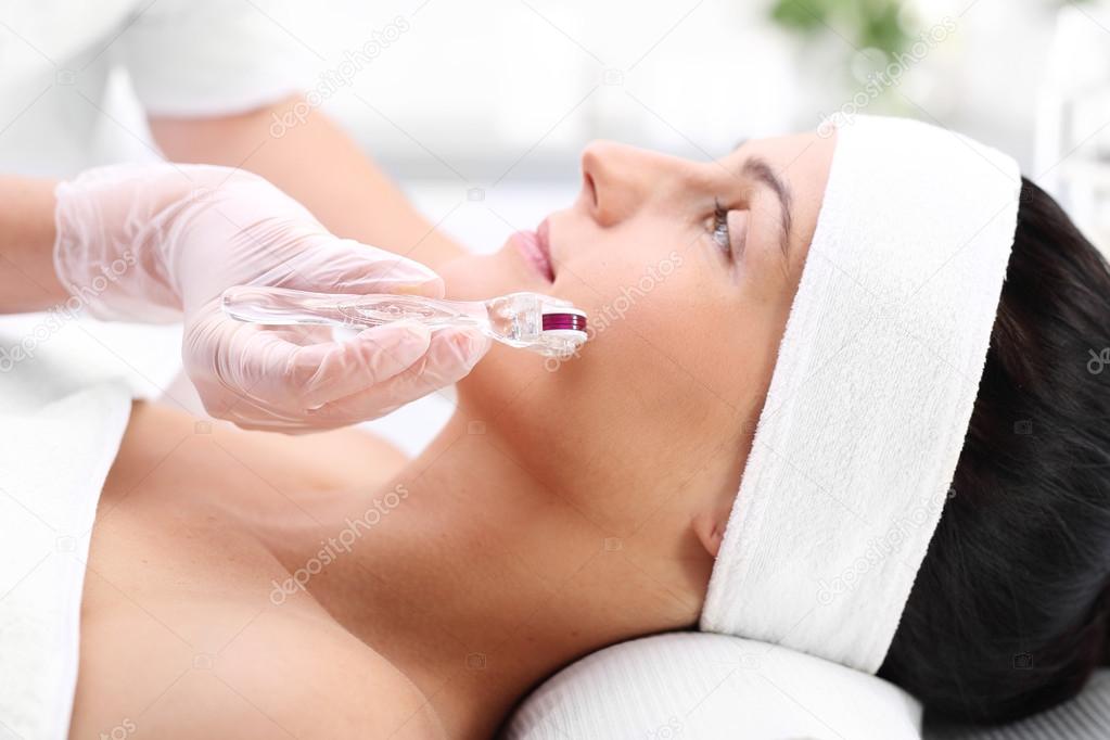Wellness, mesotherapy. Woman at the beautician