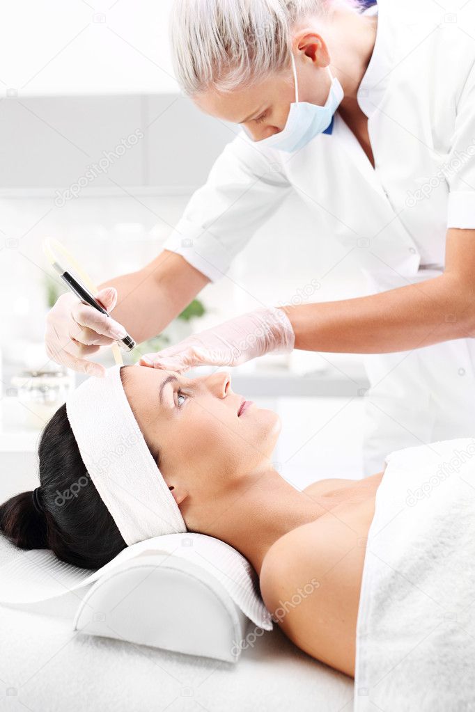 The woman at the beautician, microdermabrasion