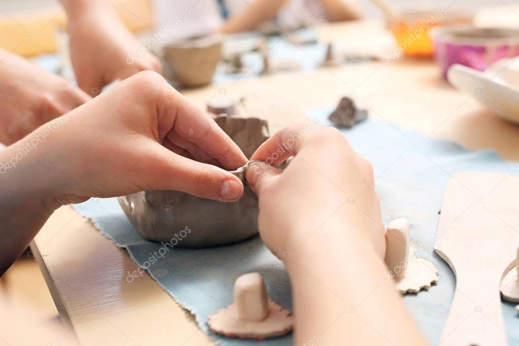 Manual workshops for children, clay molding