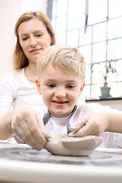 Manual workshops for children, clay molding — Stock Photo, Image