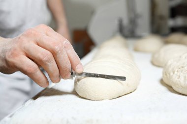 Baker. Ekmek pişirme işlemi