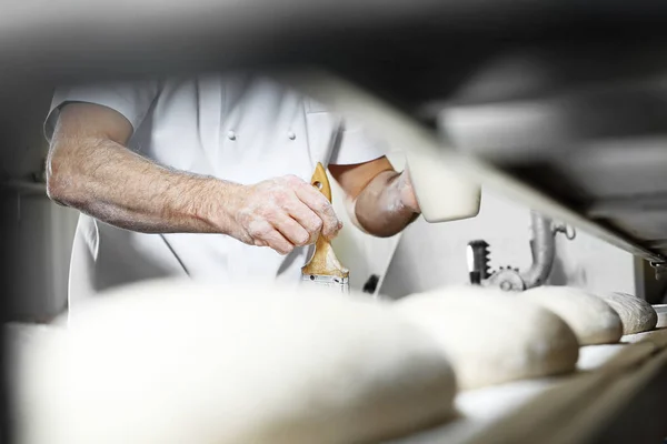 Pão Para Assar Processo Panificação — Fotografia de Stock