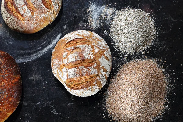 Bochník Čerstvého Chleba Složení Přírodních Organických Pekárny Pečiva — Stock fotografie