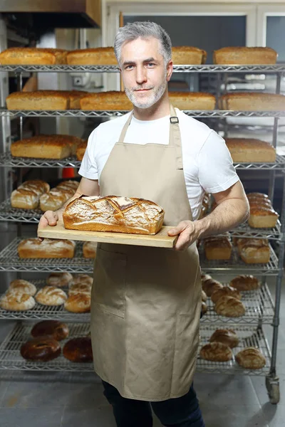 Baker Panadería Tradicional Productos Horneados Naturales Pan Casero — Foto de Stock