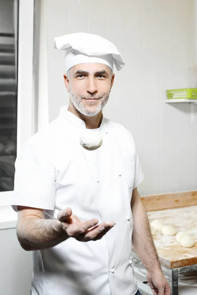 Baker Baker Trabajando Panadería — Foto de Stock