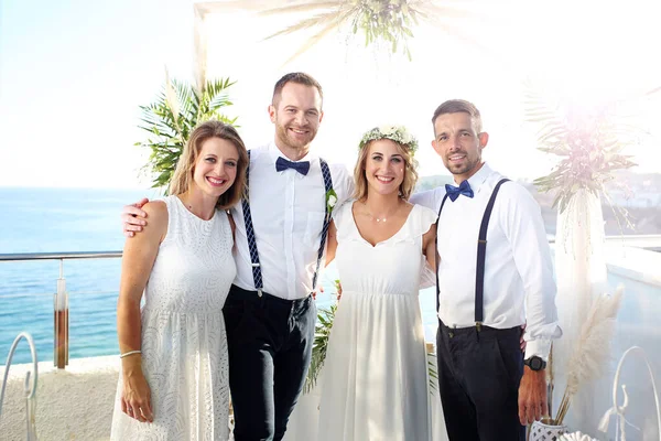 Casamento Praia Casal Durante Uma Cerimônia Casamento Praia — Fotografia de Stock