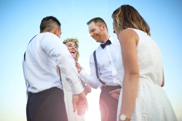Casamento Praia Jovem Casal Uma Cerimônia Casamento — Fotografia de Stock