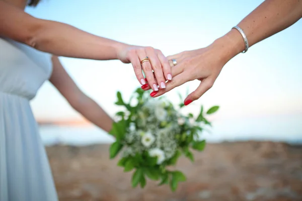 Casamento Lgbt Casamento Par Mulheres Duas Mulheres Cerimônia Casamento — Fotografia de Stock