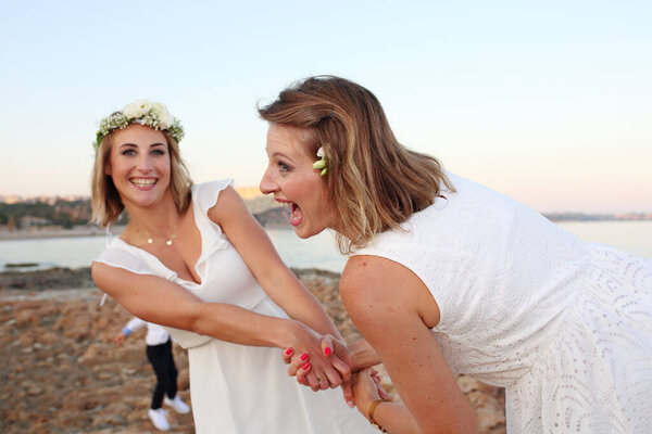 LGBT wedding.Wedding of a pair of women. Two women wedding ceremony. 