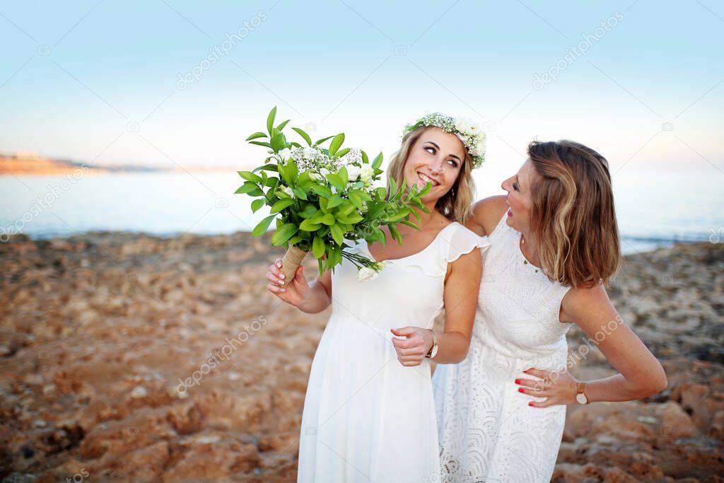LGBT wedding.Wedding of a pair of women. Two women wedding ceremony. 