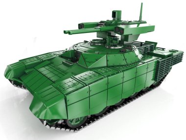 Askeri özerk uçaksavar kendinden tahrikli sistem. 3D render.