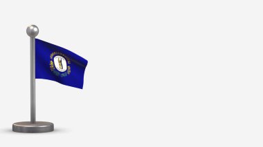 Kent 3D sallanan bayrak illüstrasyonu küçük bayrak direğinde.