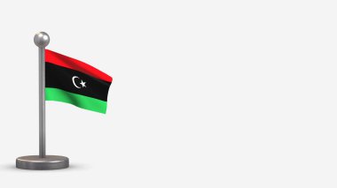 Libya küçük bayrak direğinde bayrak sallıyor.