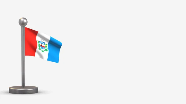 Alagoas 3D viftande flagga illustration på liten flaggstång. — Stockfoto