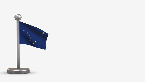 Alaska 3D sventola bandiera illustrazione su piccolo pennone . — Foto Stock