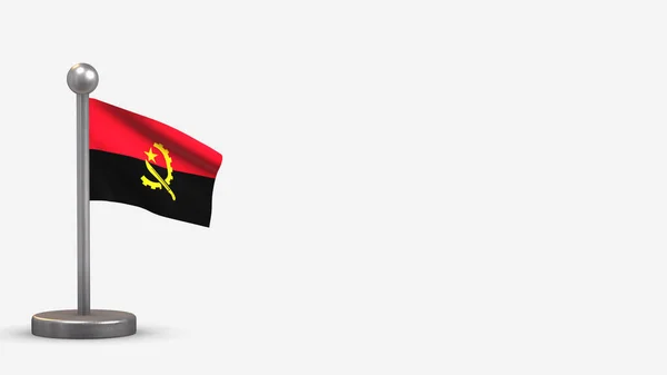 Angola 3D acenando ilustração bandeira em pequeno mastro . — Fotografia de Stock