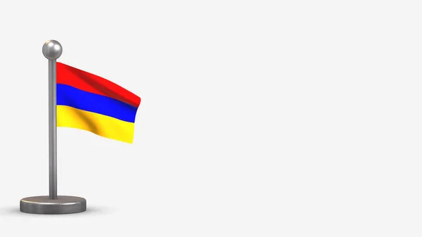 Армения 3D размахивание флагом на крошечном флагштоке . — стоковое фото