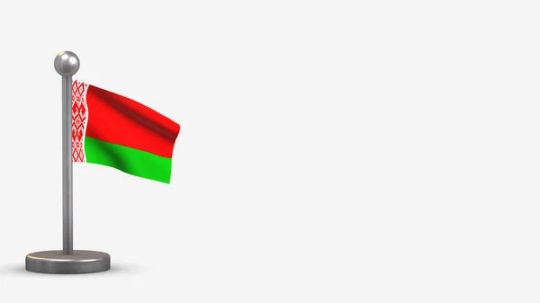 Fehéroroszország 3d integető zászló illusztráció apró zászlórúd. — Stock Fotó