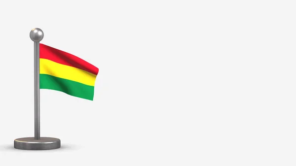 玻利维亚3D在小旗杆上挥动国旗图解. — 图库照片