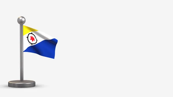 Illustration du drapeau ondulé Bonaire 3D sur un minuscule mât . — Photo