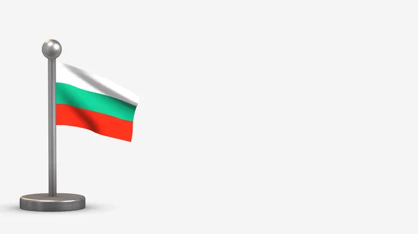 Bulgaristan küçük bayrak direğinde 3D bayrak sallıyor. — Stok fotoğraf