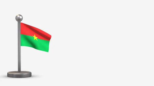 Burkina Faso 3d lengő zászló illusztráció apró zászlórúd. — Stock Fotó
