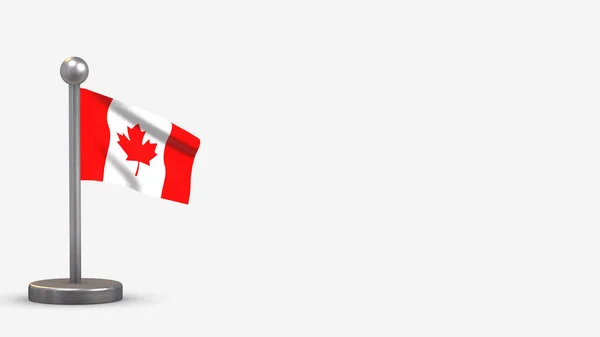 Canadá 3D ondeando bandera ilustración en diminuto asta de la bandera . — Foto de Stock