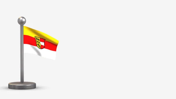 Ilustración de la bandera de Carintia 3D ondeando en diminuto asta de la bandera . — Foto de Stock