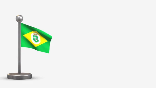 Ceara 3D waving flag illustration on tiny flagpole. — Stock Photo, Image