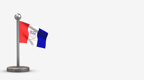 Cleveland 3D sventola bandiera illustrazione su piccolo pennone . — Foto Stock
