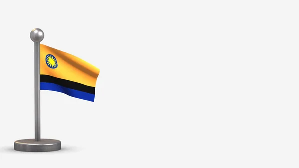 Ilustração de bandeira ondulando Cojedes 3D em pequeno mastro . — Fotografia de Stock