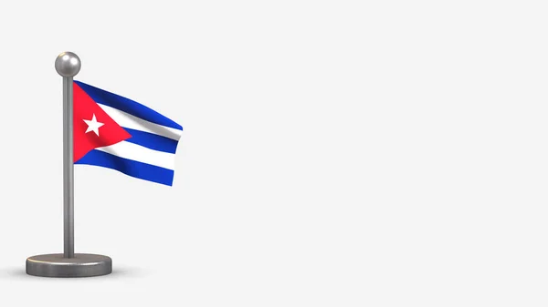 Kuba 3d machając flagą ilustracja na małym maszcie flagowym. — Zdjęcie stockowe