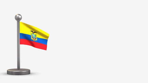Ekvador 3d sallanan bayrak çizimi küçük bayrak direğinde. — Stok fotoğraf