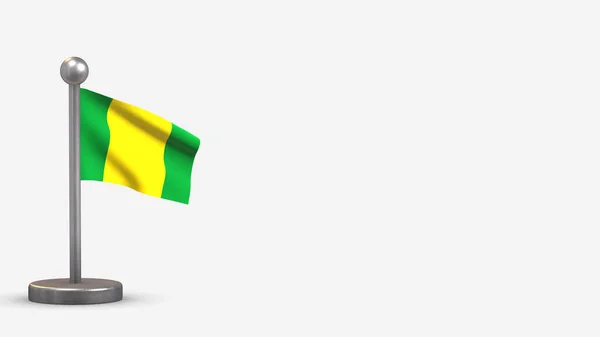 El Oro 3d розмахуючи прапором ілюстрації на крихітному флагштоку. — стокове фото