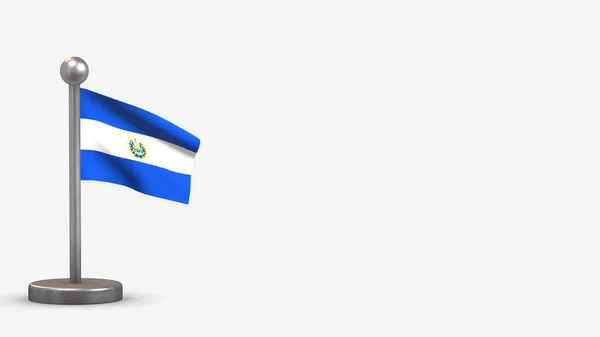 El Salvador 3d viftande flagga illustration på liten flaggstång. — Stockfoto