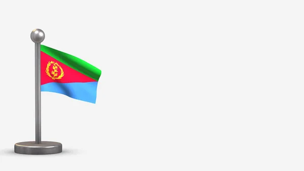 Illustration du drapeau agitant l'Érythrée 3D sur un minuscule mât . — Photo