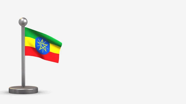 Etiópia 3d integető zászló illusztráció apró zászlórúd. — Stock Fotó